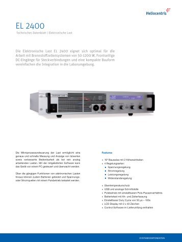 Datenblatt Elektronische Last EL 2400 - Heliocentris