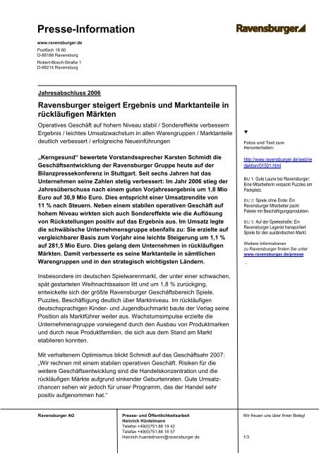 Presse-Information - Ravensburger AG