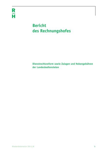 Bericht des Rechnungshofes - Der Rechnungshof