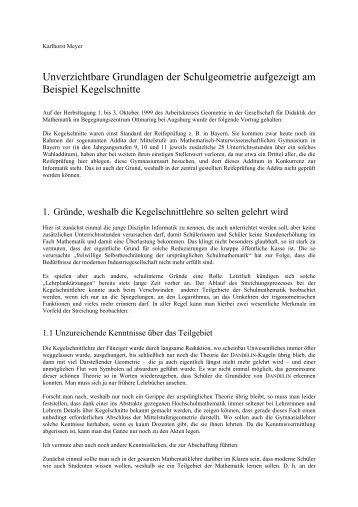 Unverzichtbare Grundlagen der Schulgeometrie aufgezeigt am ...