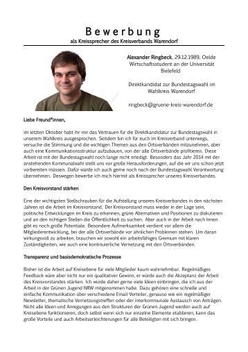 Bewerbung als Kreissprecher - Alexander Ringbeck