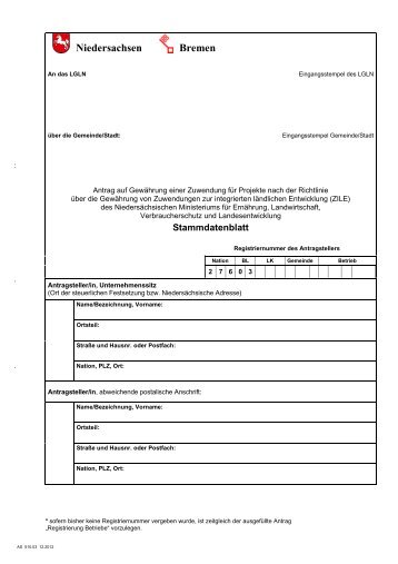 Antrag Projektförderung nach ZILE (PDF-Formular des LGLN)