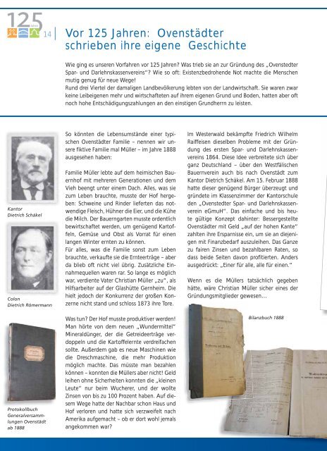 Jahresbericht 2012 mit Rückblick auf 125 Jahre Bankgeschichte ...