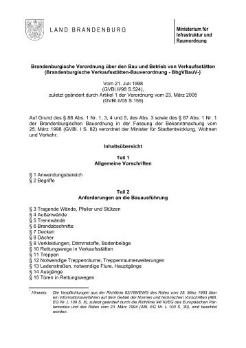Brandenburgische Verkaufsstätten-Bauverordnung - Ministerium für ...