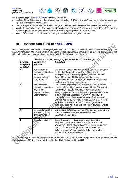 COPD - Nationale VersorgungsLeitlinien