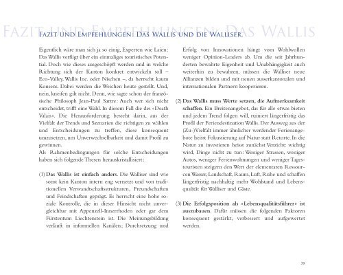 Zukunftsperspektiven des Walliser Tourismus - RW Oberwallis