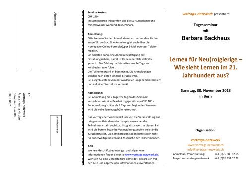 Barbara Backhaus Lernen für Neu(ro)gierige - Vortrags Netzwerk