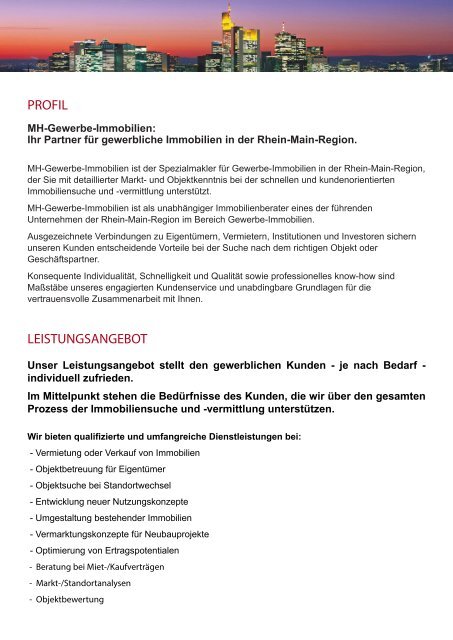 MH-Gewerbe-Immobilien Unternehmensdarstellung