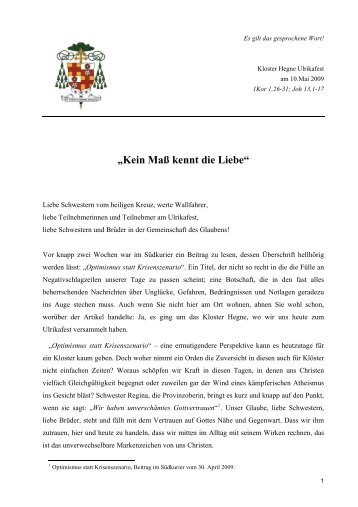 "Kein Maß kennt die Liebe" - Erzbistum Freiburg