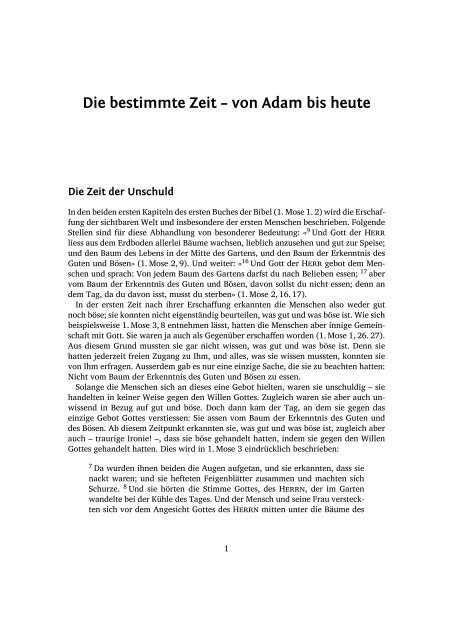 Die bestimmte Zeit – von Adam bis heute - Jesus Christus ist der ...