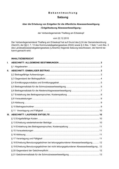 entgeltsatzung abwasserbeseitigung.pdf - Urlaubsregion Thalfang ...