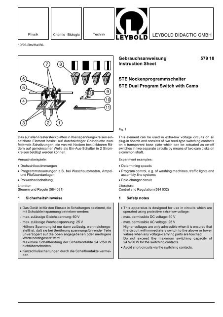 LEYBOLD DIDACTIC GMBH Gebrauchsanweisung 579 18 ...