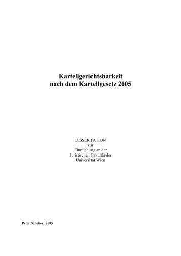 Kartellgerichtsbarkeit nach dem Kartellgesetz 2005 - Rechtsanwalt ...