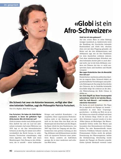 «Globi ist ein Afro-Schweizer» - Schweizerischer Nationalfonds (SNF)