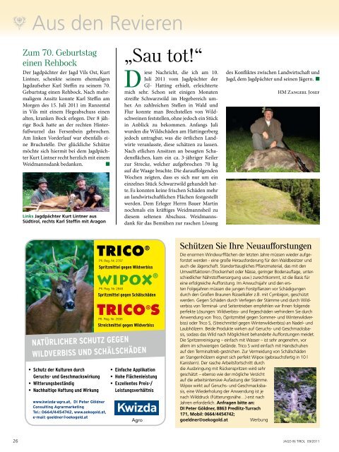 Zeitschrift des Tiroler Jägerverbandes September 2011 • Jahrgang 63