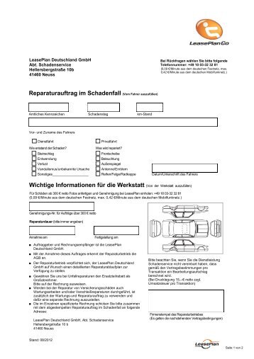 Reparaturauftrag im Schadenfall Wichtige ... - Leaseplan-go.de