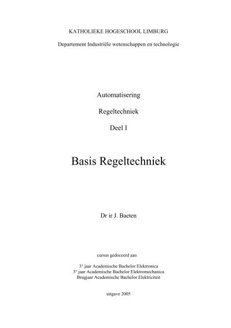 Titelpagina - Doelstellingen - Inhoudstafel - KHLim