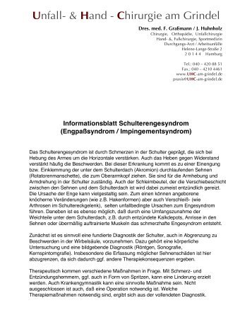 Infoblatt Schulterengesyndrom - Unfall- und Handchirurgie am Grindel