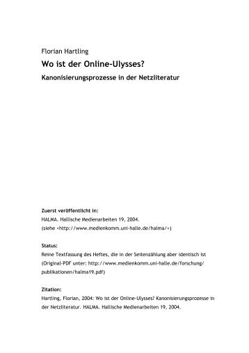 Wo ist der Online-Ulysses? - Netzliteratur.net