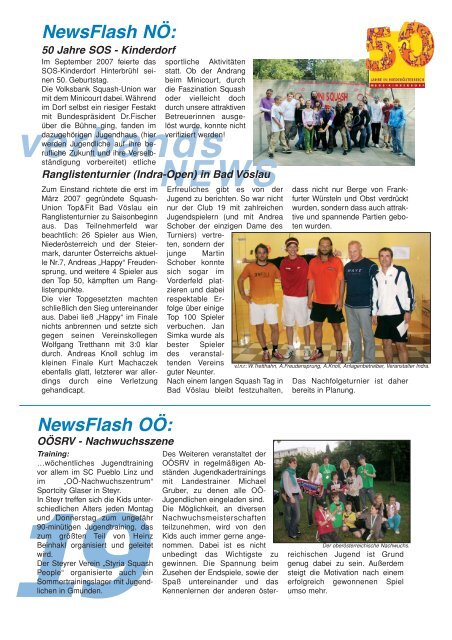 NEWS - beim Österreichischen Squash Racket Verband