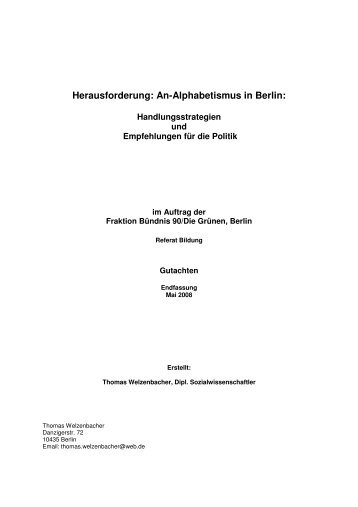 Herausforderung Analphabetismus in Berlin - Bündnis 90/Die ...