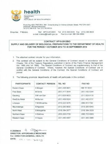 Supply and delivery of Biological preparations to the Department of ...