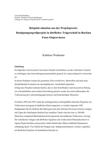 Beispielevaluation aus der Projektpraxis: Handpumpengroßprojekt ...