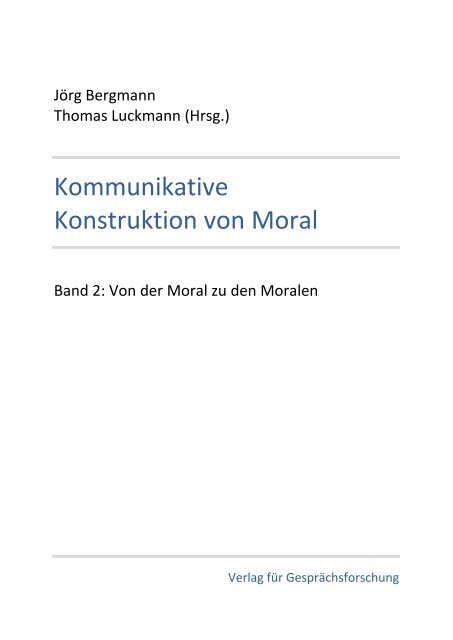 Kommunikative Konstruktion Von Moral Verlag Fur