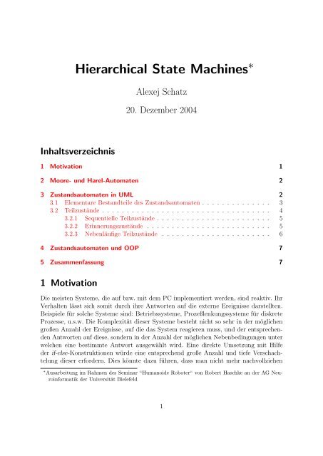 Hierarchical State Machines - Universität Bielefeld