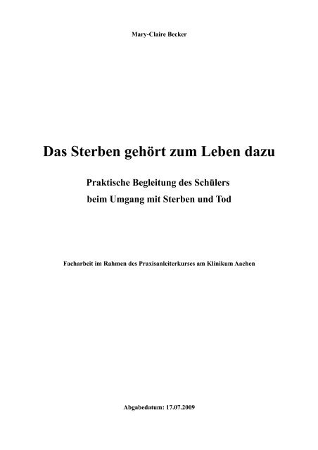 Das Sterben Gehort Zum Leben Dazu