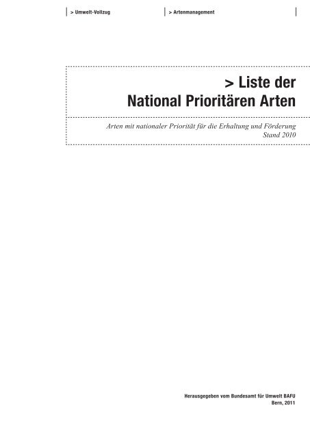 Liste der National Prioritären Arten - Schweizer Informationssystem ...