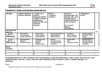 Notenblätter für die Sterntests nach neuem Wertungssystem ISU