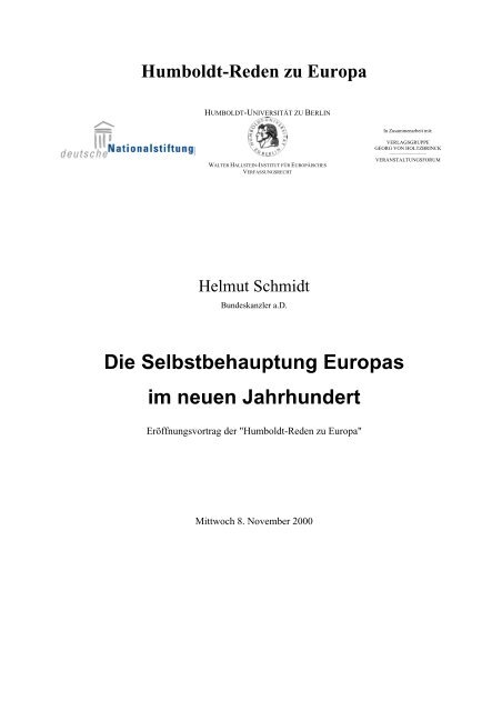 Die Selbstbehauptung Europas im neuen Jahrhundert - WHI-Berlin