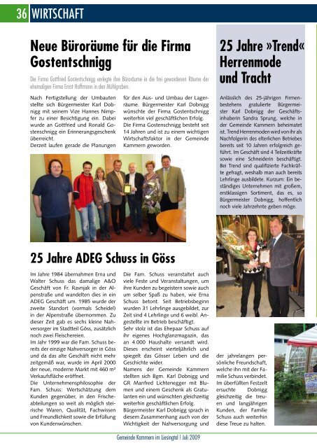 Gemeindezeitung Juli 2009 - Gemeinde Kammern im Liesingtal