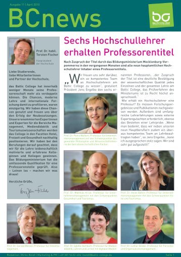 Sechs Hochschullehrer erhalten Professorentitel - Baltic College