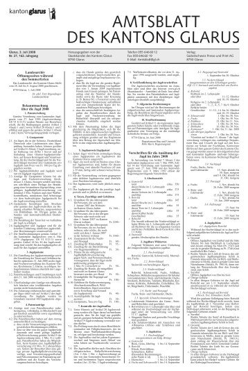 Amtsblatt des Kantons Glarus, 3.7.2008 - glarus24.ch
