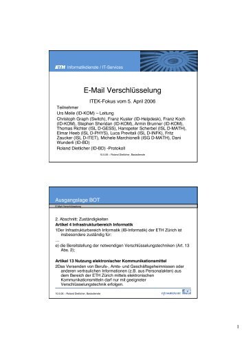 E-Mail Verschlüsselung - ITEK - ETH Zürich