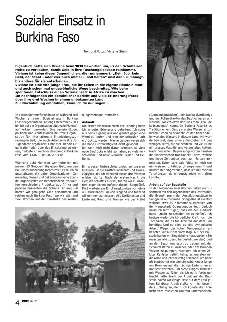 Viviane Stehli - TAXI Magazin
