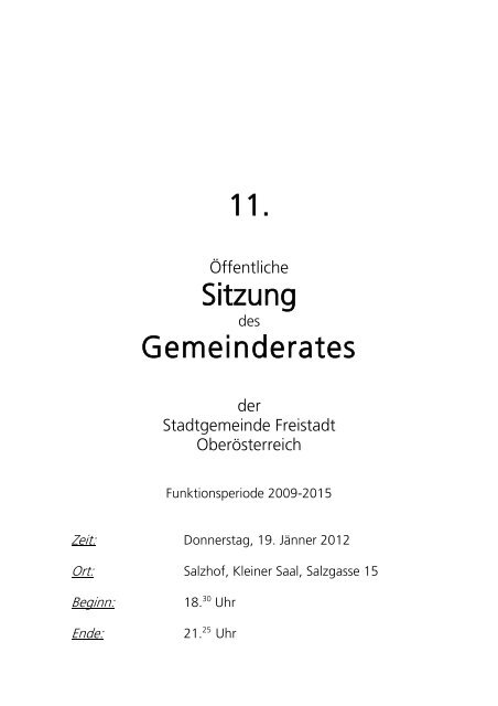 Gemeinderatsprotokoll 19.01.2012 (156 KB) - .PDF - Freistadt