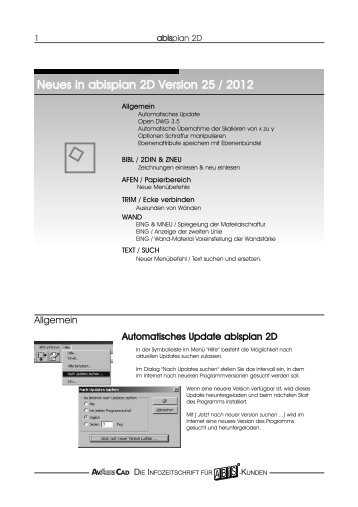 Neues in abisplan 2D Version 25 / 2012 - ABIS-Software Wartung