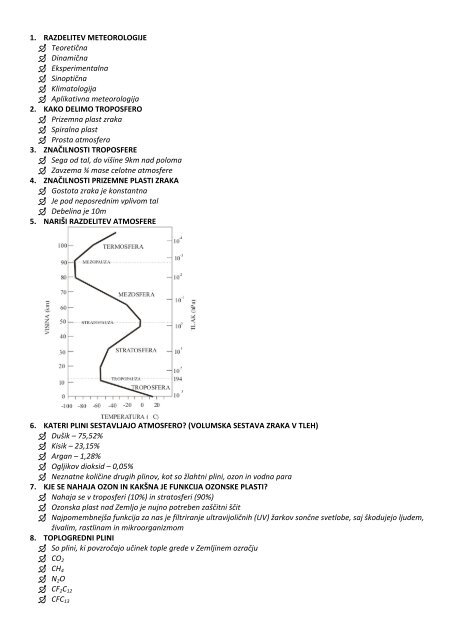 1. RAZDELITEV METEOROLOGIJE  Teoretična ... - Student Info