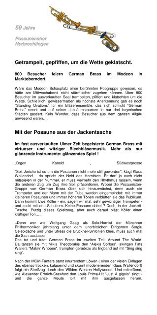 Festschrift für Homepage.pdf - Posaunenchor Herbrechtingen