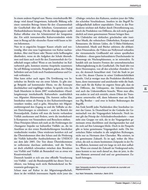 Theatermagazin ZeitSchrift 1 10/11 - Druschba-Spezial
