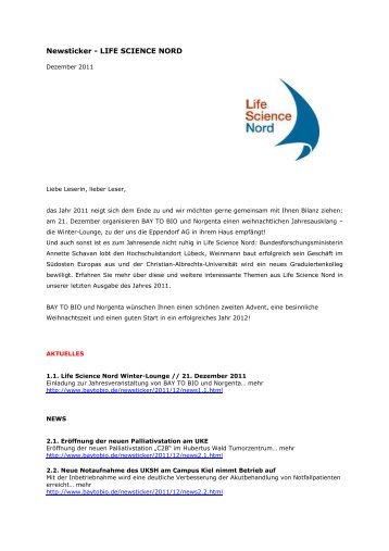 Newsticker - LIFE SCIENCE NORD