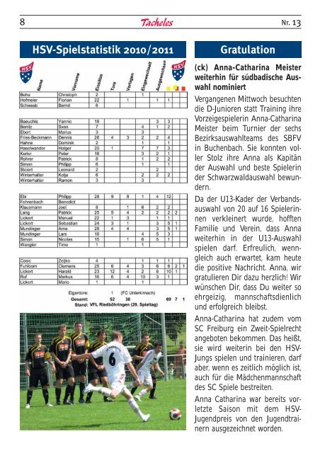 Stadionzeitschrift Tacheles Nr. 13 - SV Hinterzarten