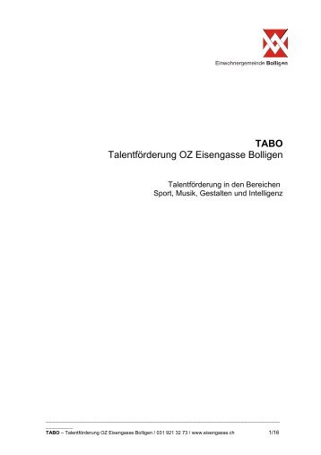 TABO Talentförderung OZ Eisengasse Bolligen - Oberstufenzentrum ...