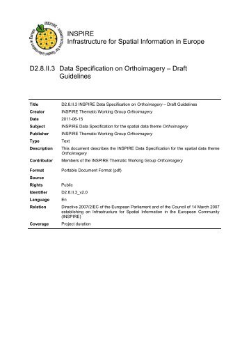 Data Specification on Orthoimagery – Draft ... - INSPIRE - Europa