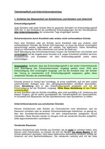 Merkblatt zur Entschuldigungspraxis - Städtisches Gymnasium ...