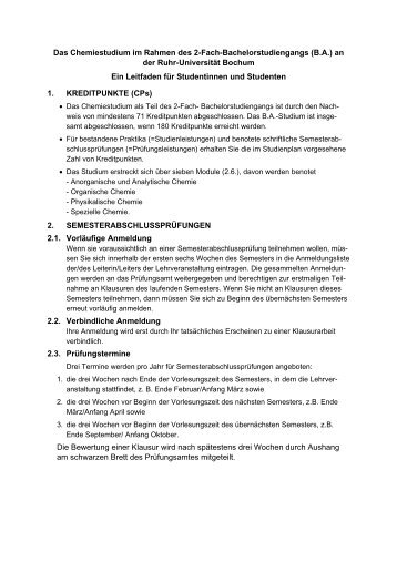 Bachelorstudiengänge Biochemie und Chemie an der Ruhr ...