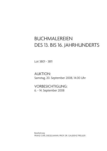 buchmalereien des 13. bis 16. jahrhunderts - Koller Auktionen